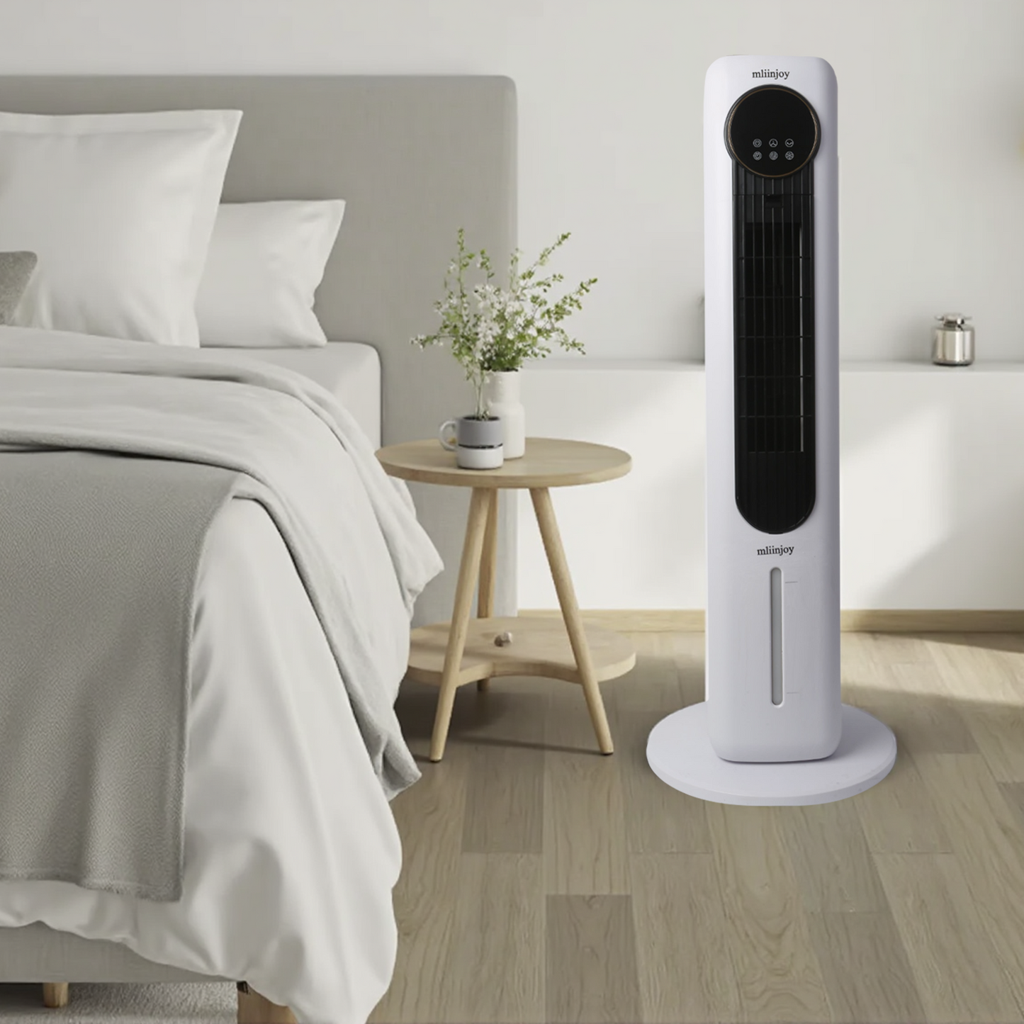 mliinjoy CoolTower Smart Oscillating Air Conditioner – Slim Portable Cooling Fan with LED Touch Panel