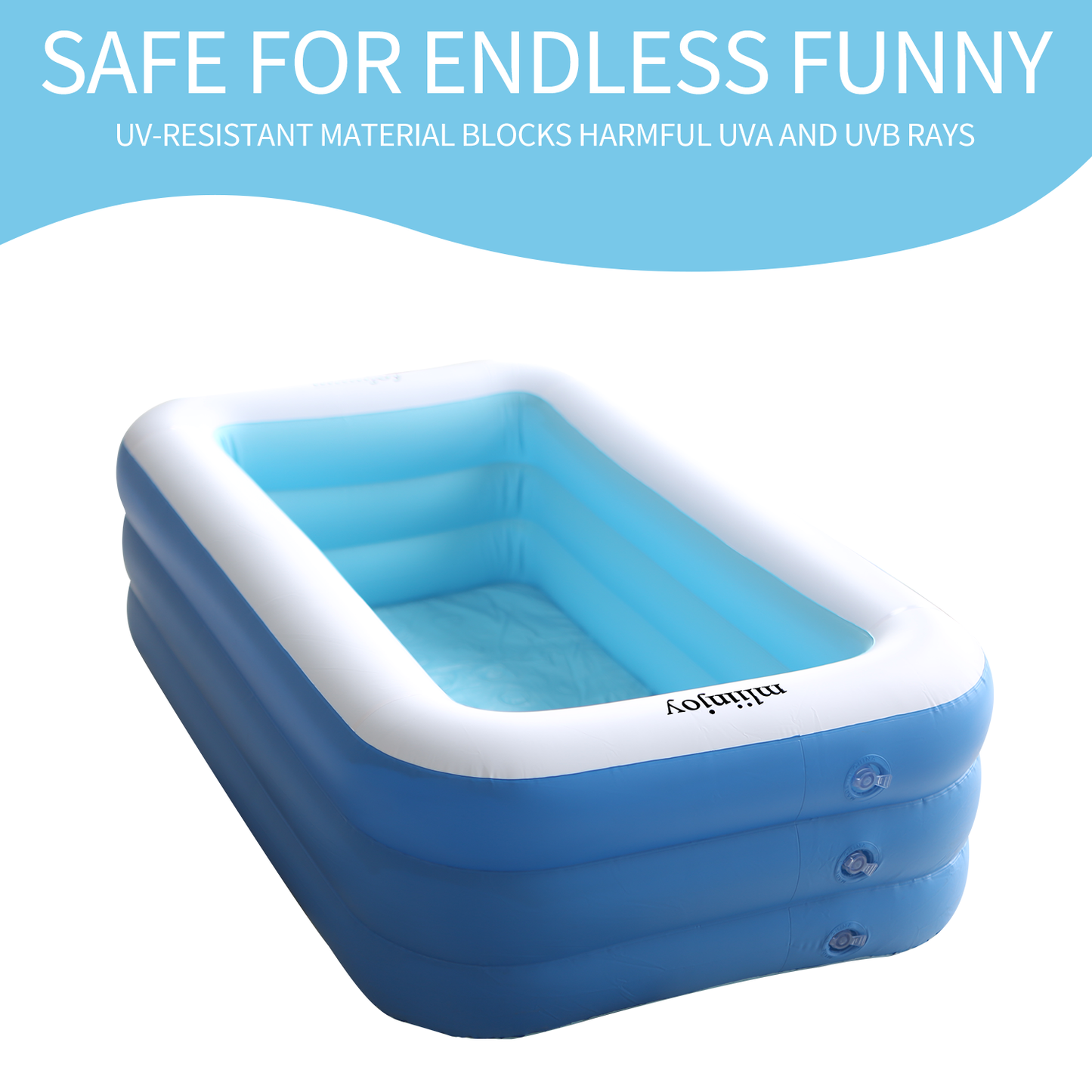 mliinjoy Inflatable Family Pool – Large Rectangular Blow-Up Swimming Pool for Backyard Summer Fun