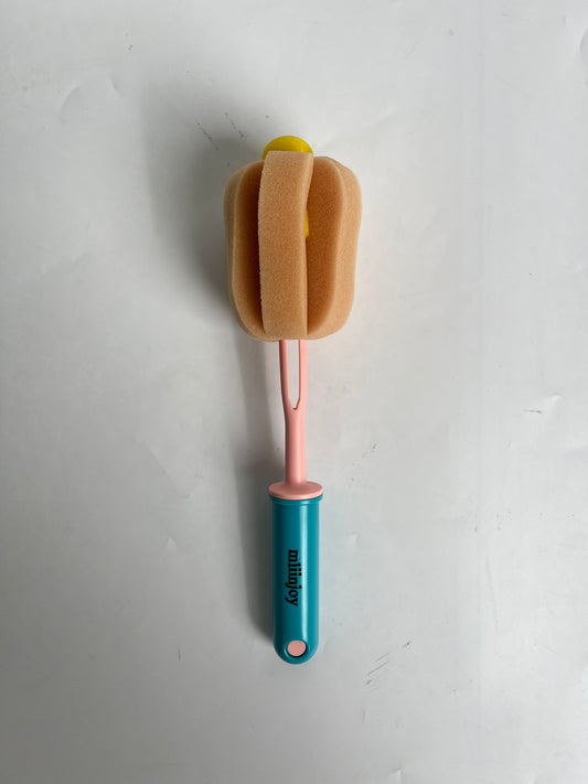 mliinjoy Multifunctional Cup Cleaning Brush - Dual-Color Ergonomic Handle with Soft Tan Sponge Head, Scratch-Free Scrubber for Mugs & Bottles (Hangable Design)