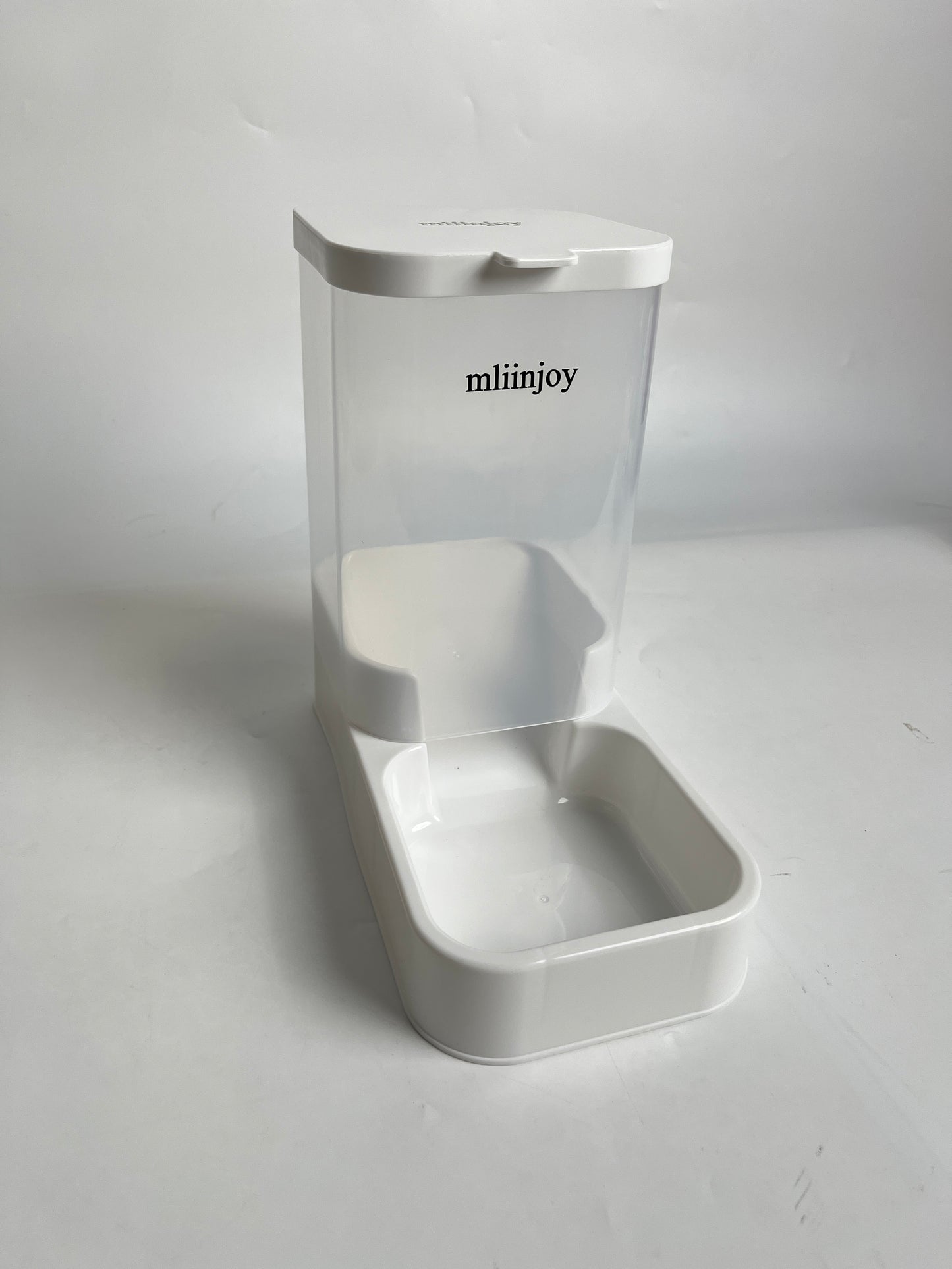 mliinjoy Automatic Pet Feeder - Smart Timed Food Dispenser for Cats & Dogs, Transparent Meal Portion Container with Sturdy Tray, White