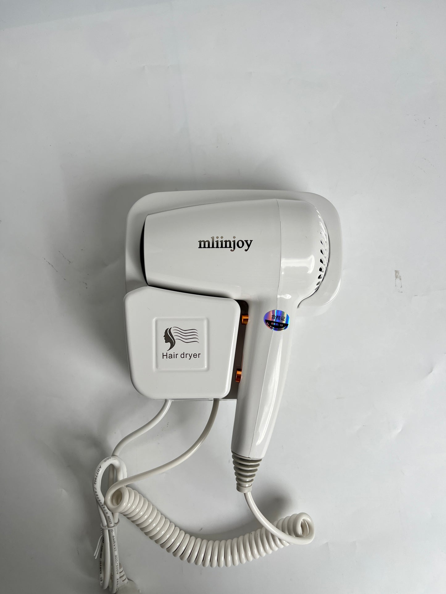 mliinjoy Wall-Mount Hair Dryer – Compact & Safe for Home & Hotel Use