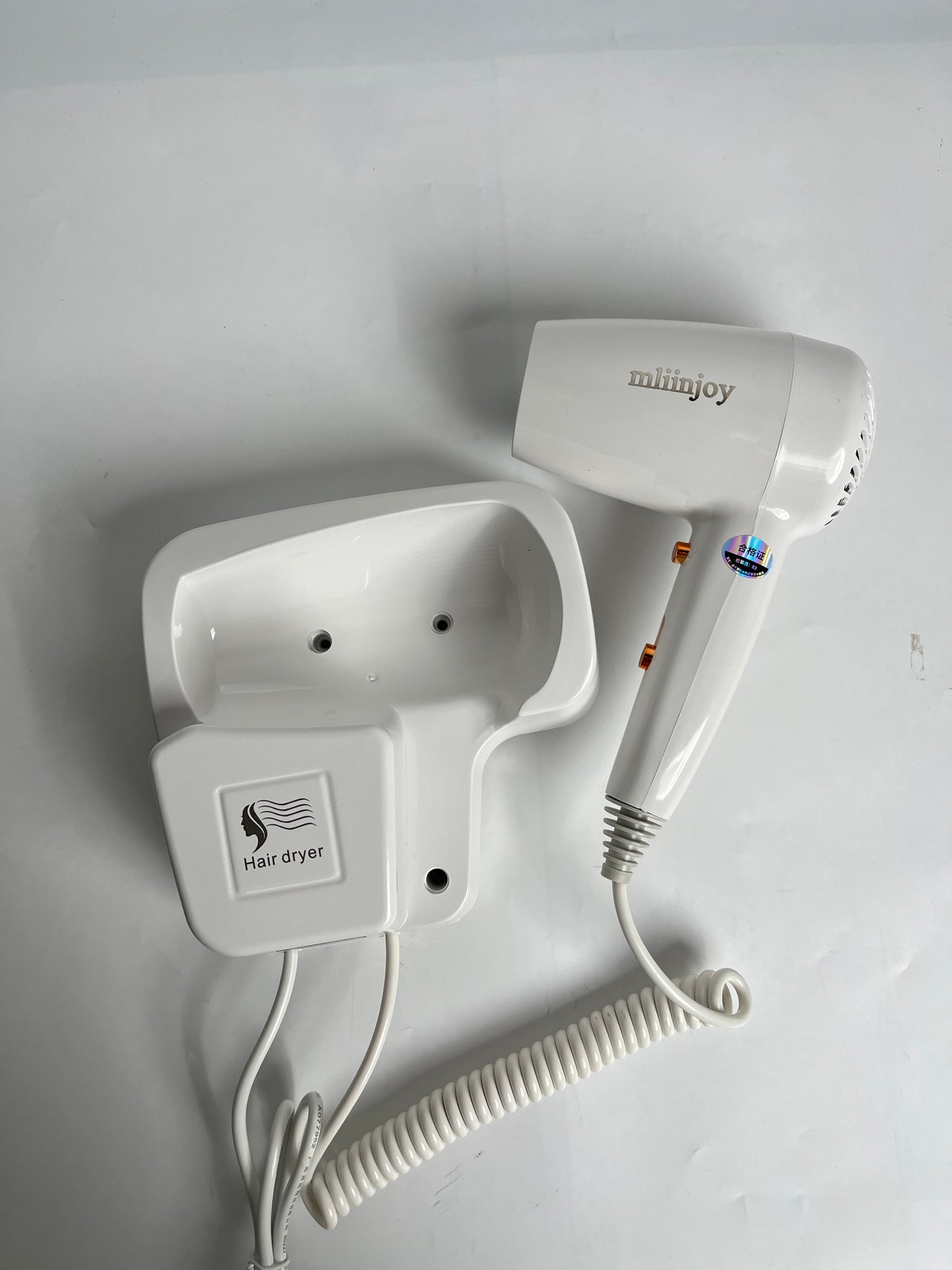 mliinjoy Wall-Mount Hair Dryer – Compact & Safe for Home & Hotel Use