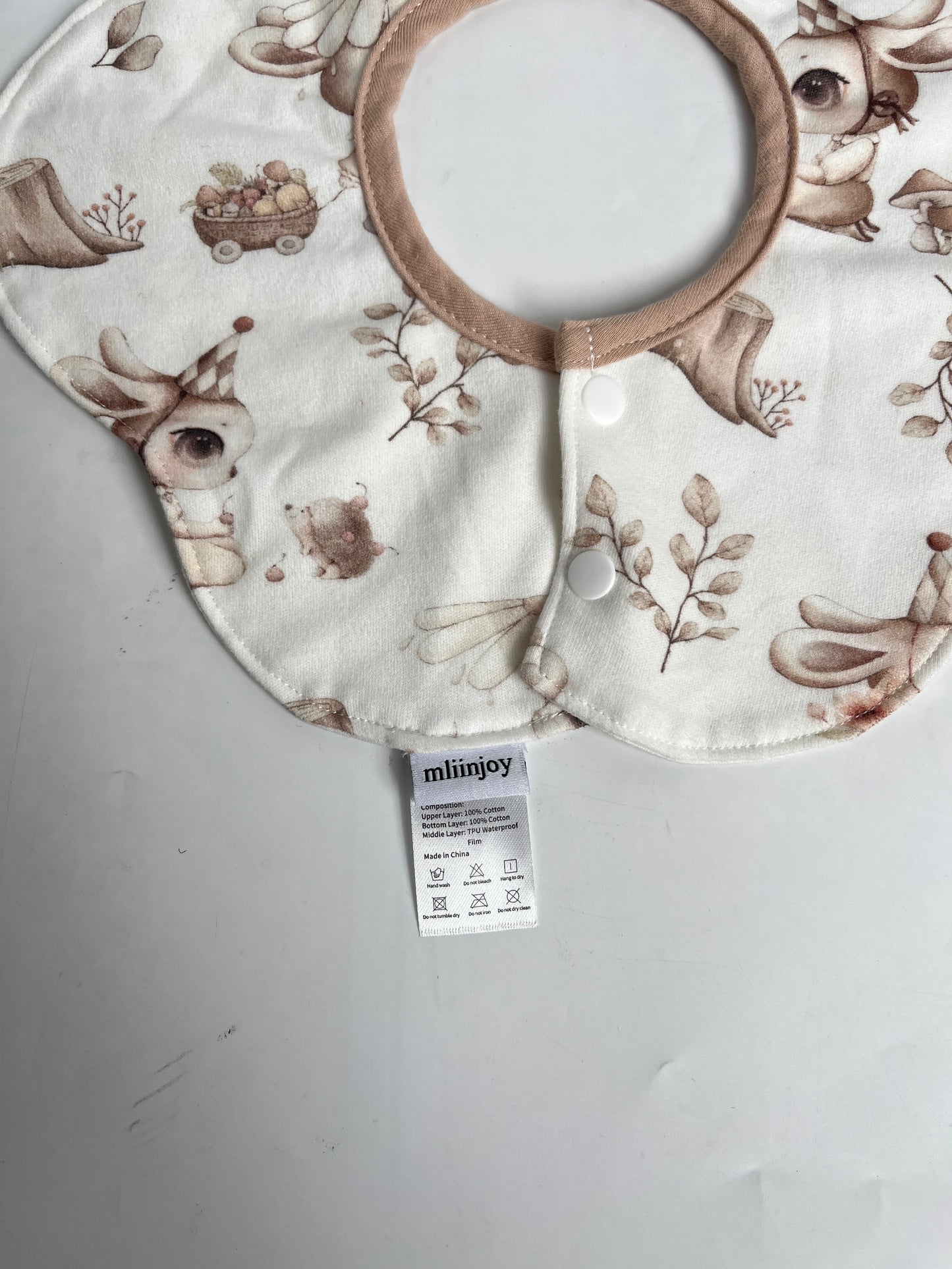 mliinjoy Soft Cotton Baby Bib – Reusable Absorbent Drool Bib with Snap Closure
