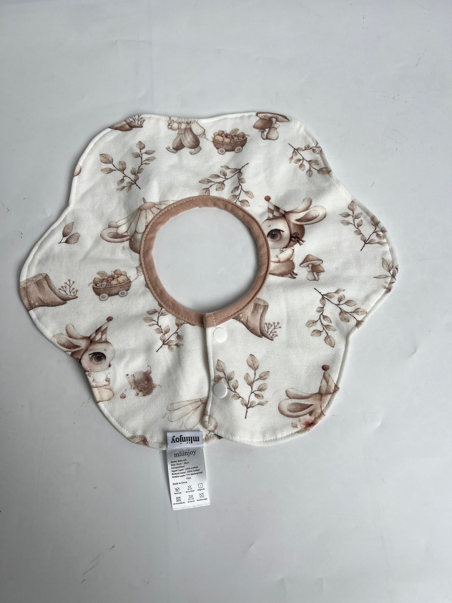 mliinjoy Soft Cotton Baby Bib – Reusable Absorbent Drool Bib with Snap Closure