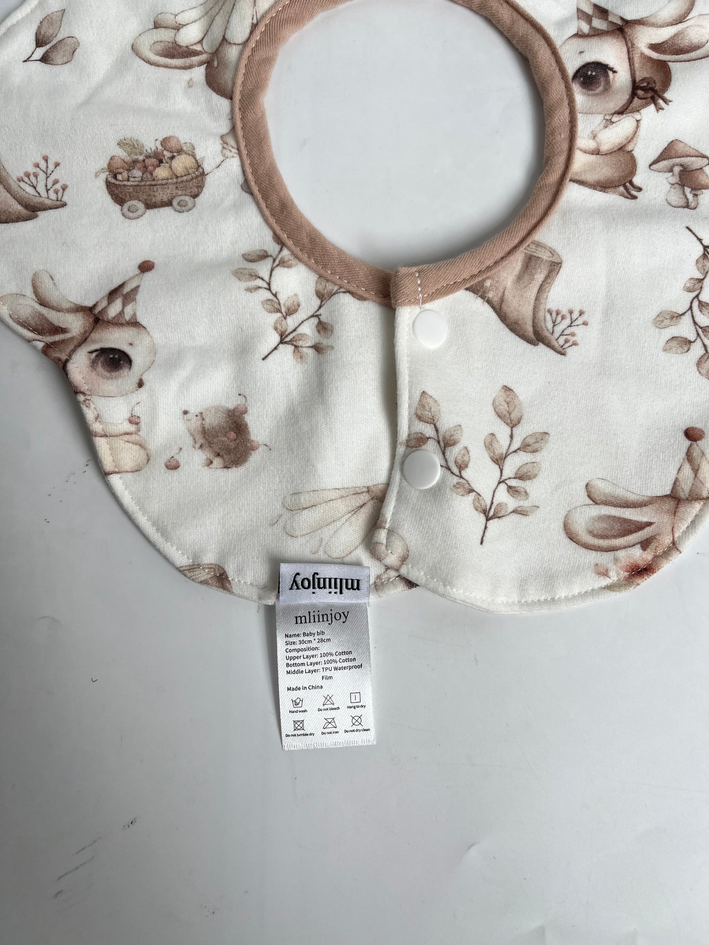 mliinjoy Soft Cotton Baby Bib – Reusable Absorbent Drool Bib with Snap Closure