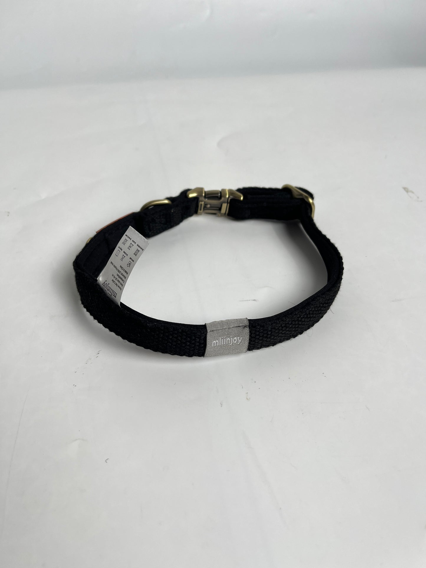mliinjoy Premium Black Pet Collar with Heavy-Duty Steel Buckle - Adjustable Dog Collar, Comfortable Pet Safety Collar with ID Tag Slot