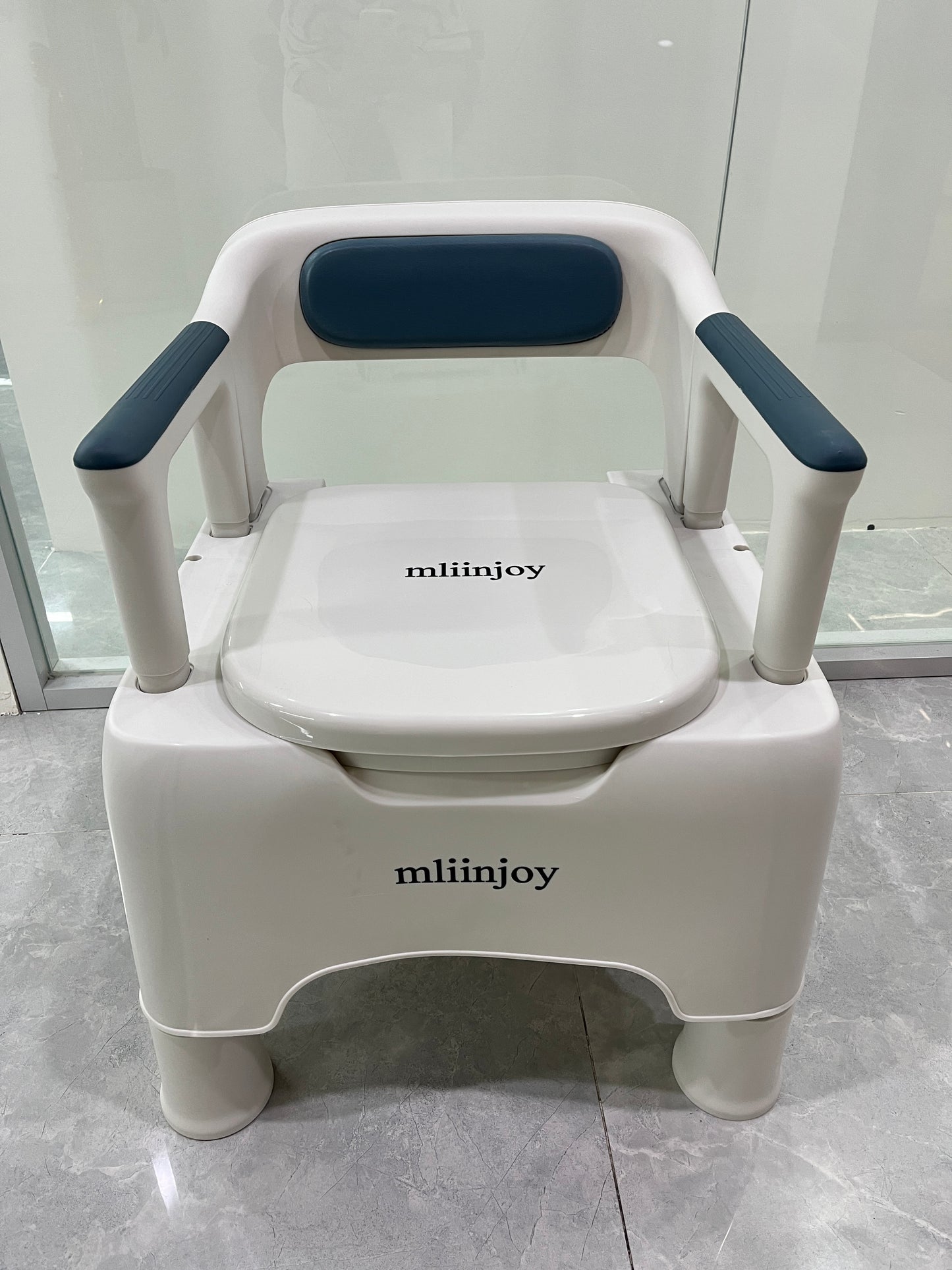 mliinjoy ComfortCare Portable Toilet Chair – Heavy-Duty Adult Commode with Armrests and Backrest