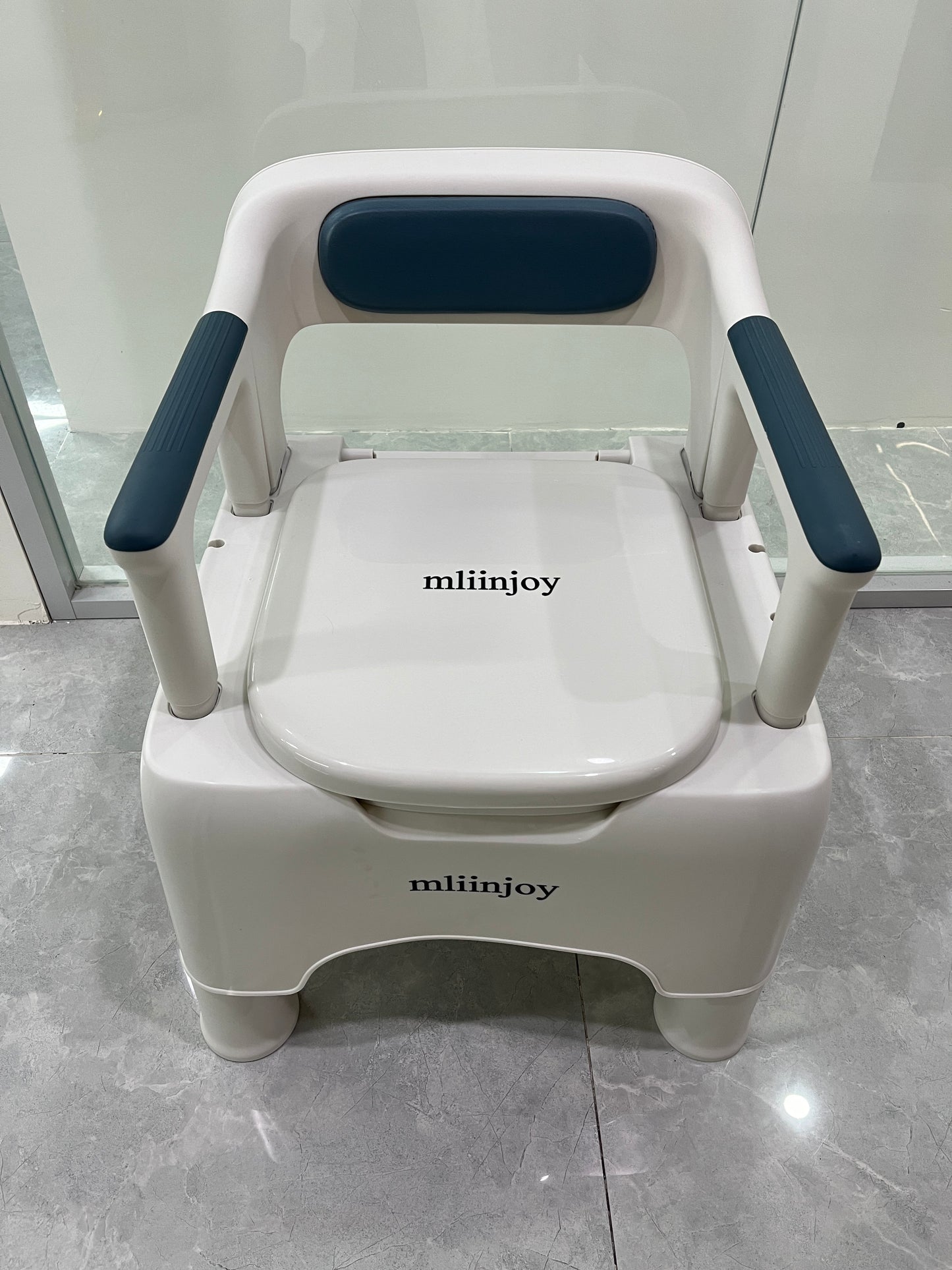 mliinjoy ComfortCare Portable Toilet Chair – Heavy-Duty Adult Commode with Armrests and Backrest