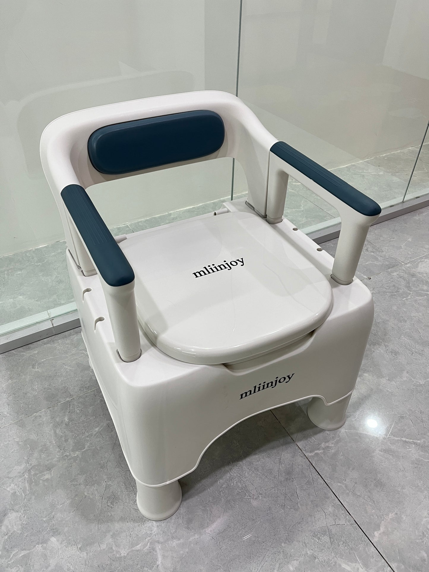 mliinjoy ComfortCare Portable Toilet Chair – Heavy-Duty Adult Commode with Armrests and Backrest