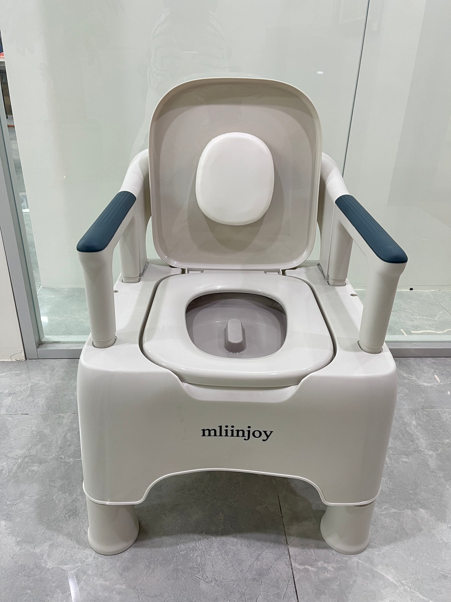 mliinjoy ComfortCare Portable Toilet Chair – Heavy-Duty Adult Commode with Armrests and Backrest