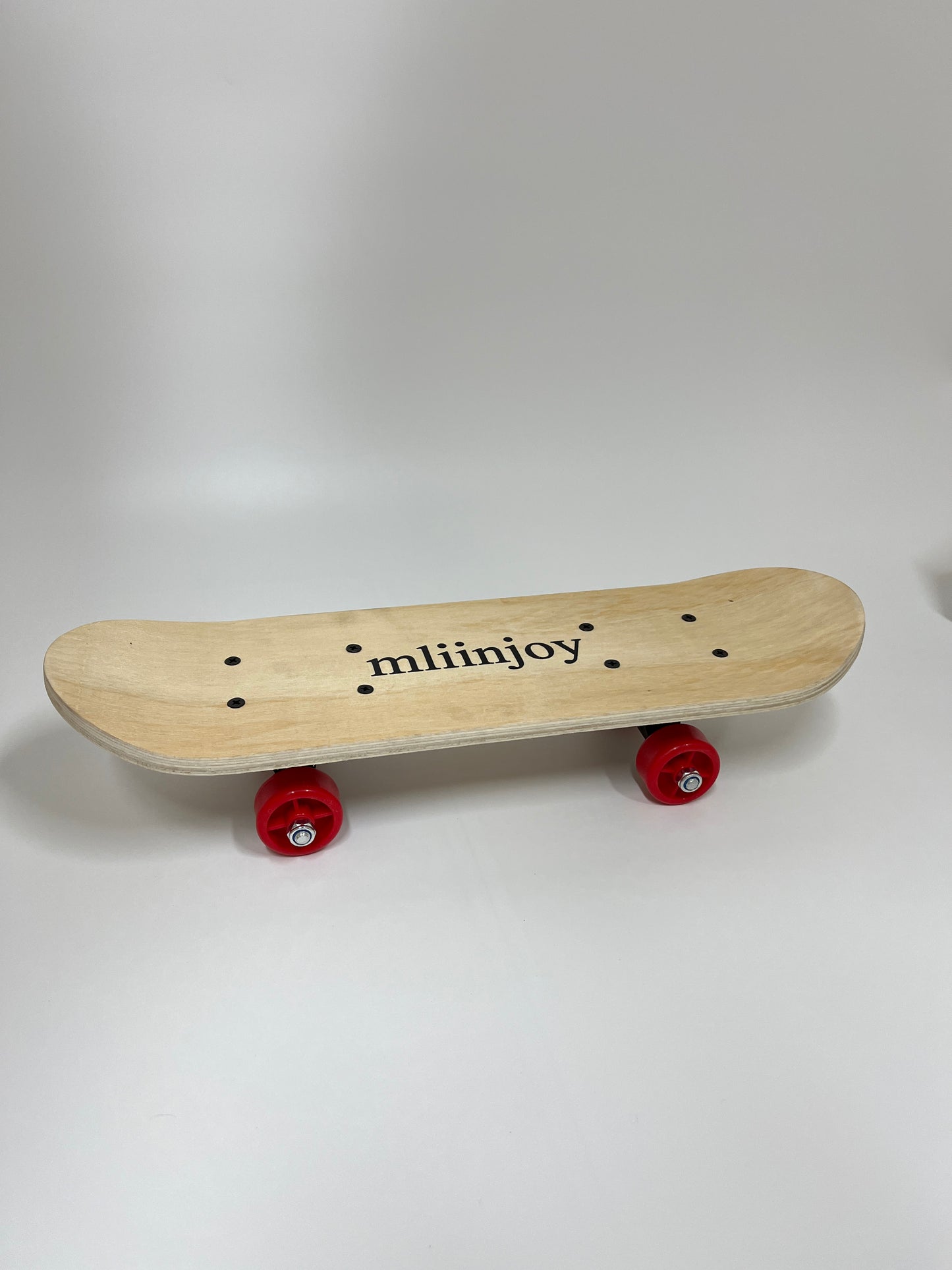 mliinjoy Beginner Mini Skateboard – Wooden Cruiser Board with Red Wheels for Kids and Young Riders