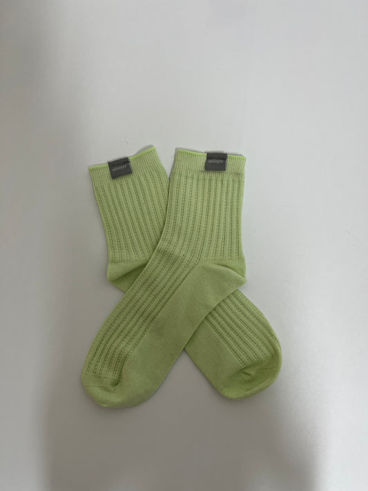 mliinjoy Kids Ribbed Cotton Socks – Soft Breathable Crew Socks for Toddlers and Little Kids (Green)