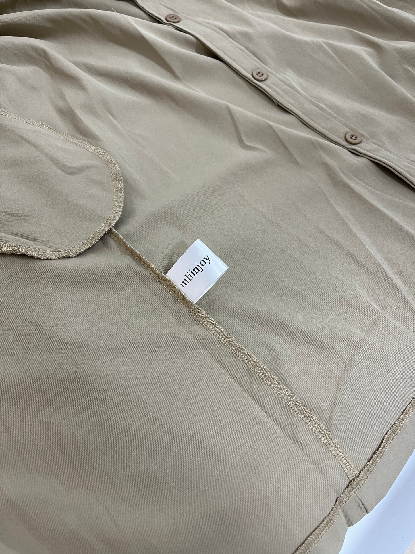 mliinjoy Unisex Lightweight Trench Coat – Minimalist Windbreaker Jacket with Button Front (Khaki)