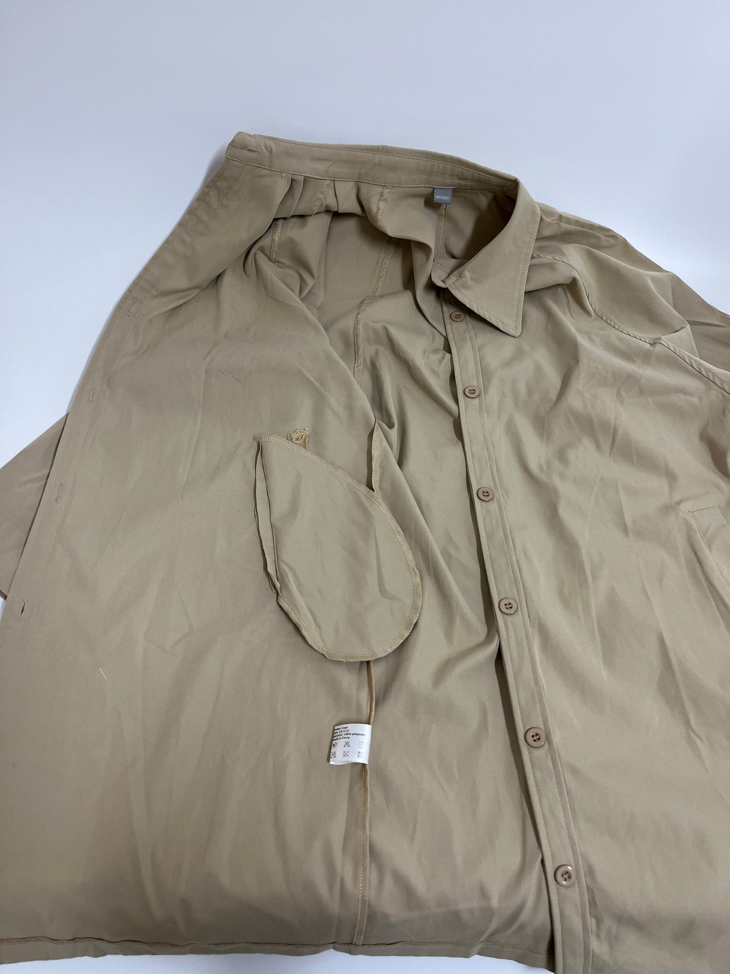 mliinjoy Unisex Lightweight Trench Coat – Minimalist Windbreaker Jacket with Button Front (Khaki)