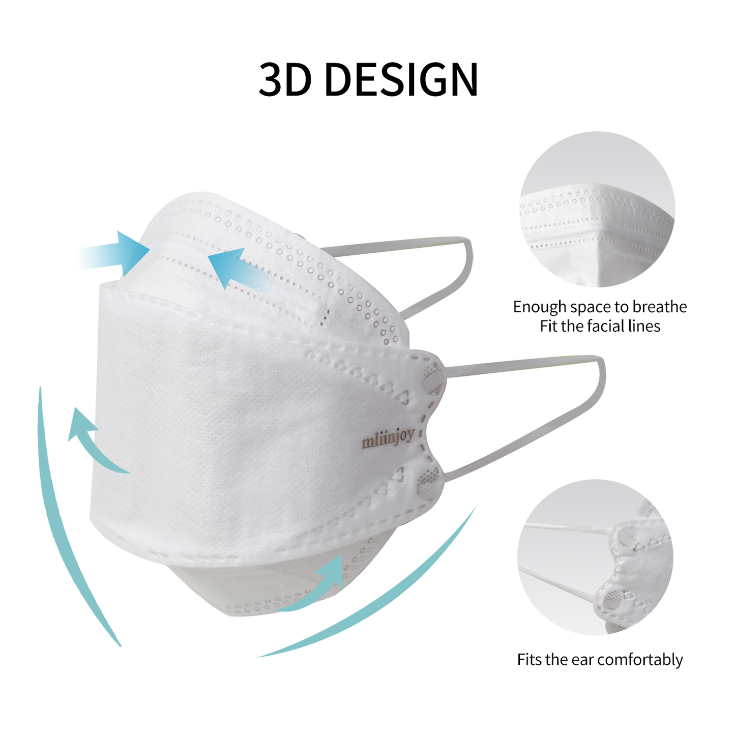 mliinjoy Medical Face Masks for Healthcare Professionals – 4-Ply Foldable Protective Masks, Breathable & Skin-Friendly, Disposable Safety Masks for Hospital and Clinical Use