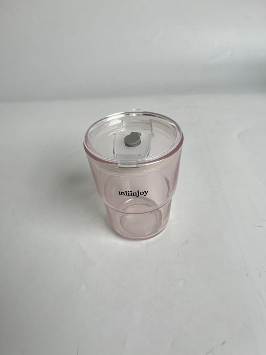 mliinjoy Clear Tumbler Cup with Lid – Reusable Lightweight Plastic Drinking Cup for Home, Office, or Travel