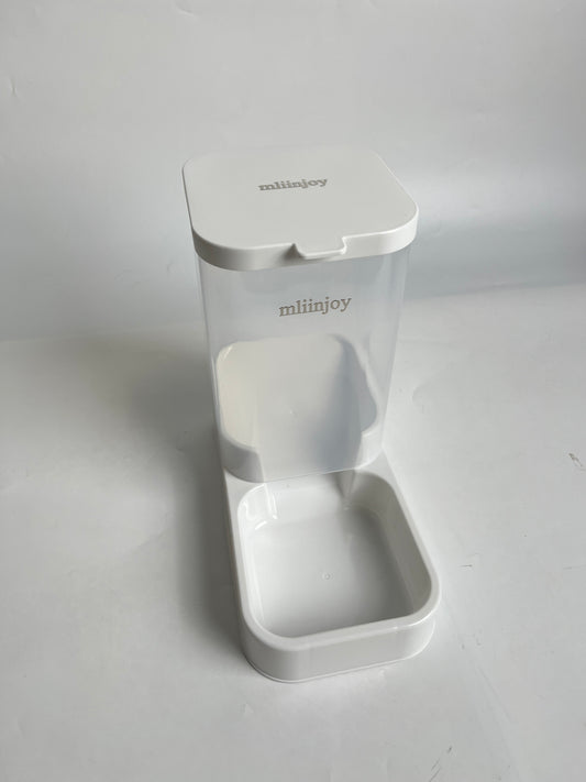 mliinjoy Automatic Pet Feeder - Smart Timed Food Dispenser for Cats & Dogs, Transparent Meal Portion Container with Sturdy Tray, White
