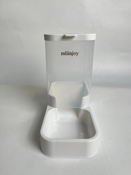 mliinjoy Automatic Pet Feeder - Smart Timed Food Dispenser for Cats & Dogs, Transparent Meal Portion Container with Sturdy Tray, White