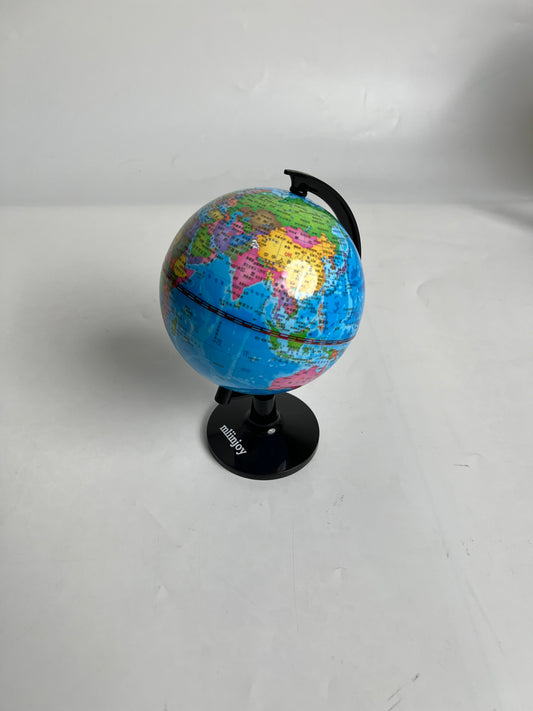 mliinjoy Colorful World Globe with Swivel Stand - Educational Globe for Kids, Rotating Geography Globe with Country Names, Black Metal Base, Decorative Office & Classroom Decor