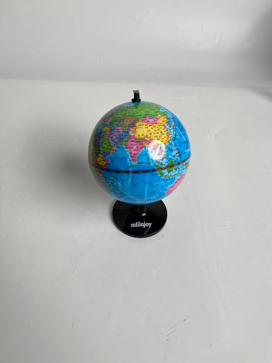 mliinjoy Colorful World Globe with Swivel Stand - Educational Globe for Kids, Rotating Geography Globe with Country Names, Black Metal Base, Decorative Office & Classroom Decor