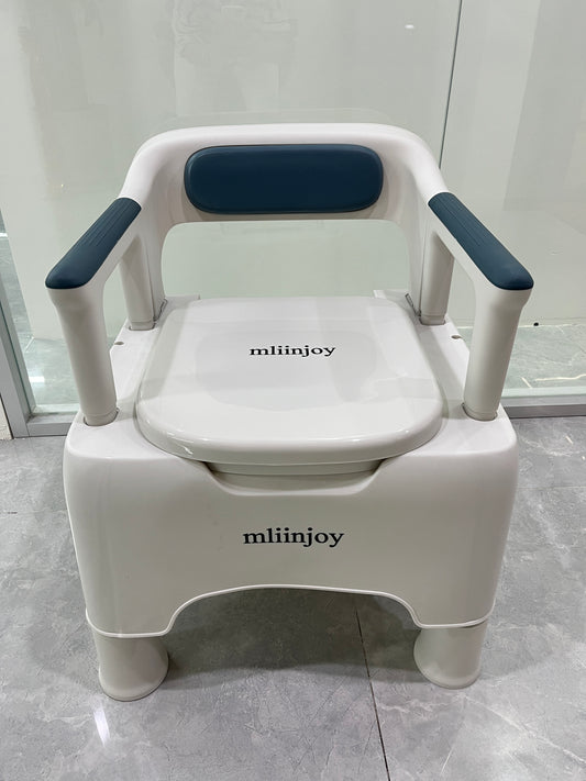mliinjoy ComfortCare Portable Toilet Chair – Heavy-Duty Adult Commode with Armrests and Backrest