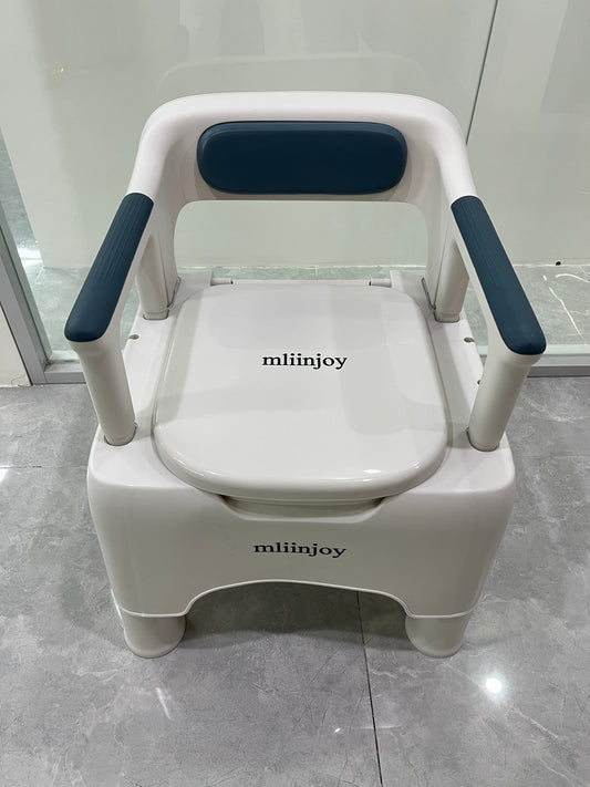 mliinjoy ComfortCare Portable Toilet Chair – Heavy-Duty Adult Commode with Armrests and Backrest