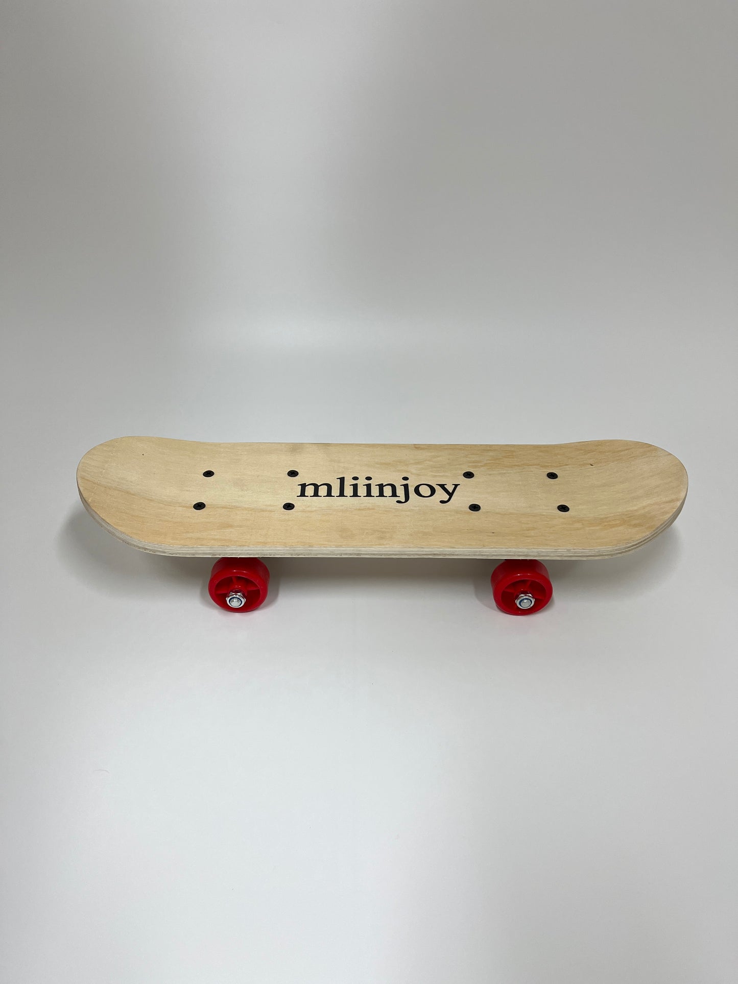 mliinjoy Beginner Mini Skateboard – Wooden Cruiser Board with Red Wheels for Kids and Young Riders