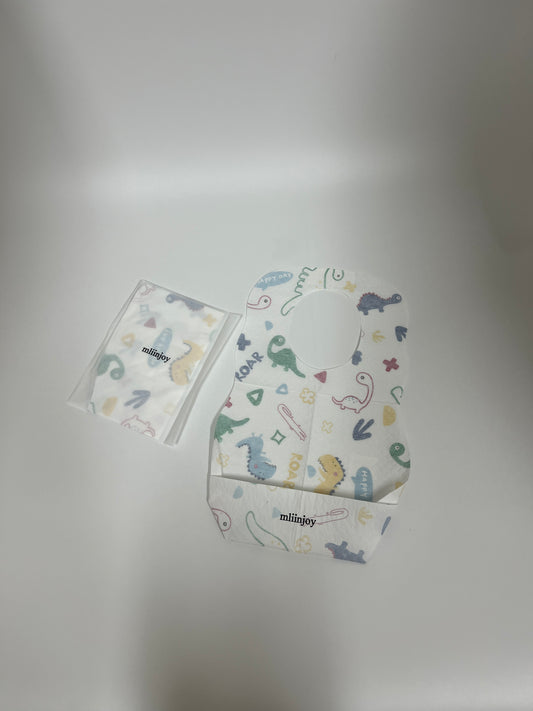 mliinjoy Disposable Baby Bibs – Waterproof Paper Feeding Bibs with Catch Pocket for Travel & Mealtime Mess Control (Pack of 10)