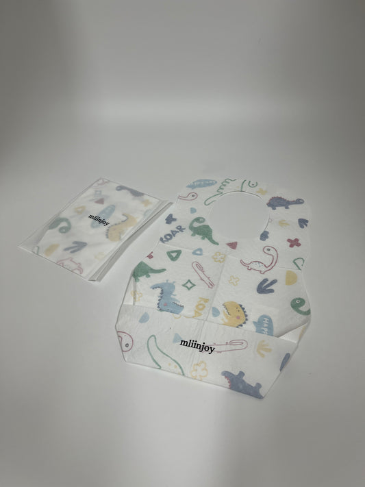 mliinjoy Disposable Baby Bibs – Waterproof Paper Feeding Bibs with Catch Pocket for Travel & Mealtime Mess Control (Pack of 10)