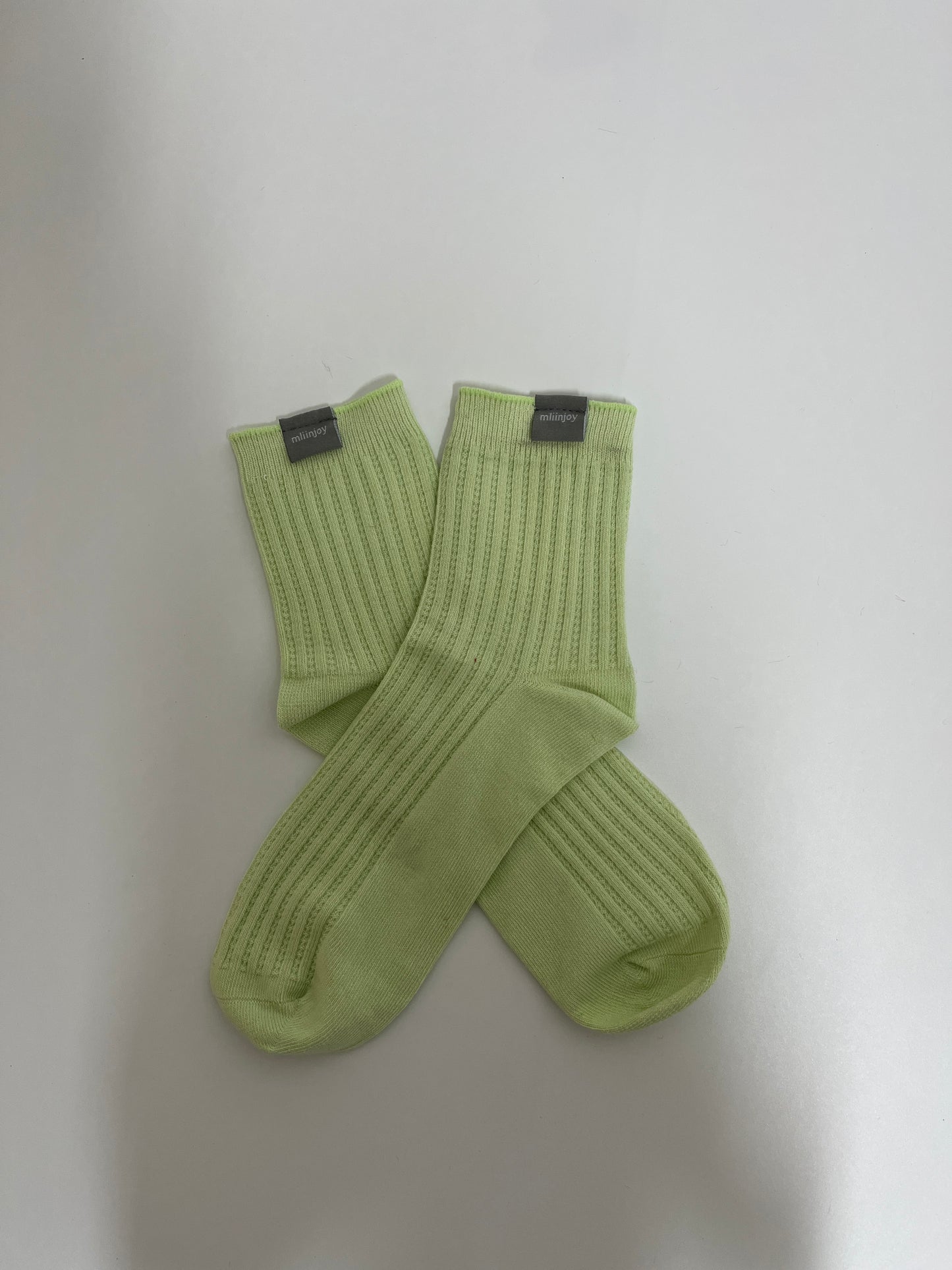 mliinjoy Kids Ribbed Cotton Socks – Soft Breathable Crew Socks for Toddlers and Little Kids (Green)
