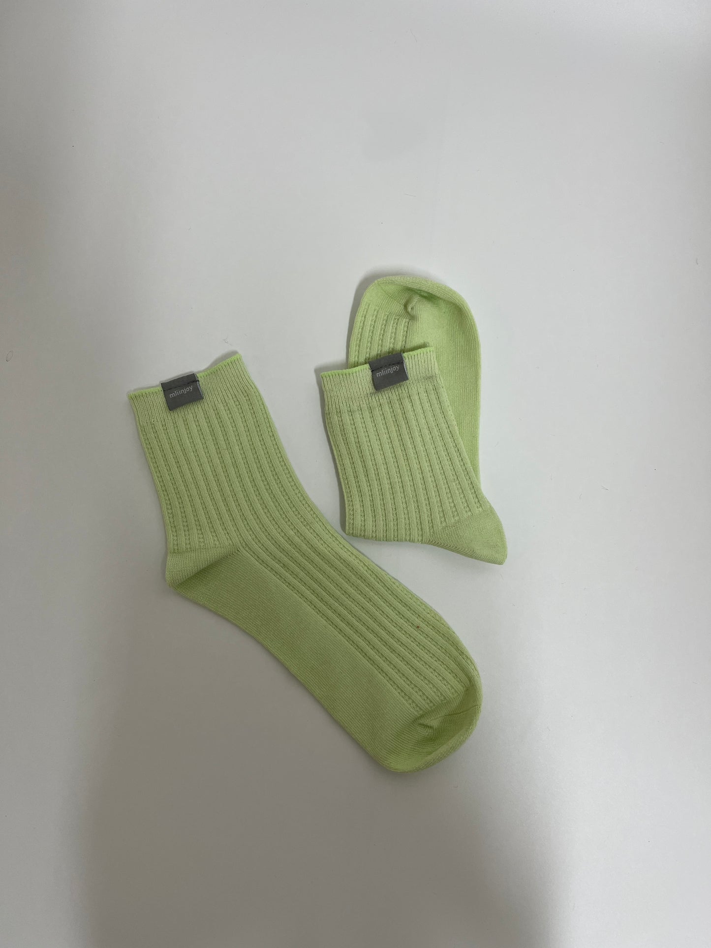 mliinjoy Kids Ribbed Cotton Socks – Soft Breathable Crew Socks for Toddlers and Little Kids (Green)