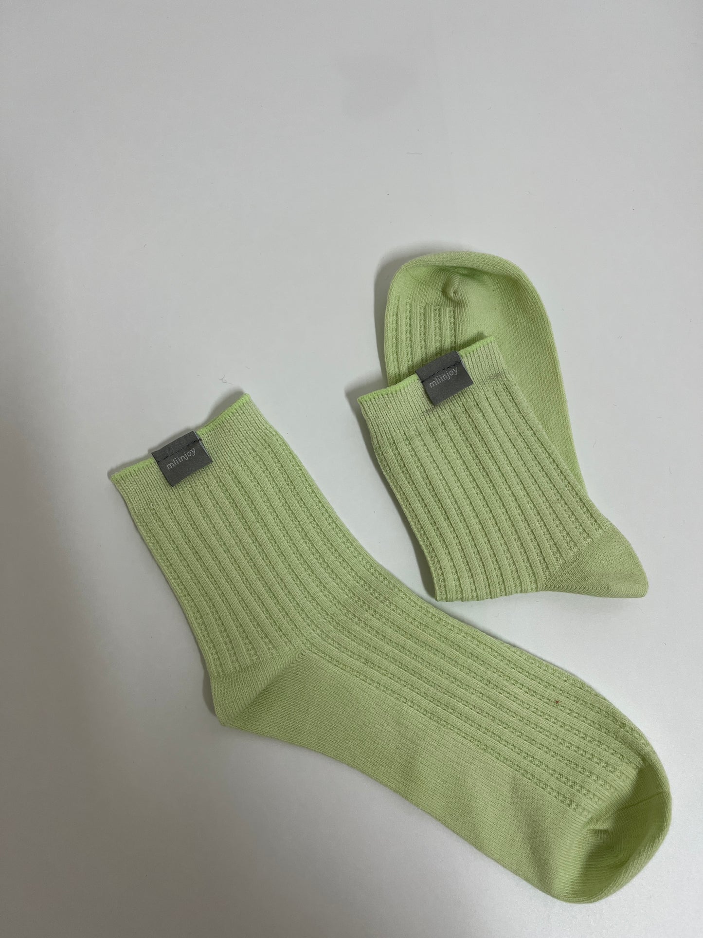 mliinjoy Kids Ribbed Cotton Socks – Soft Breathable Crew Socks for Toddlers and Little Kids (Green)