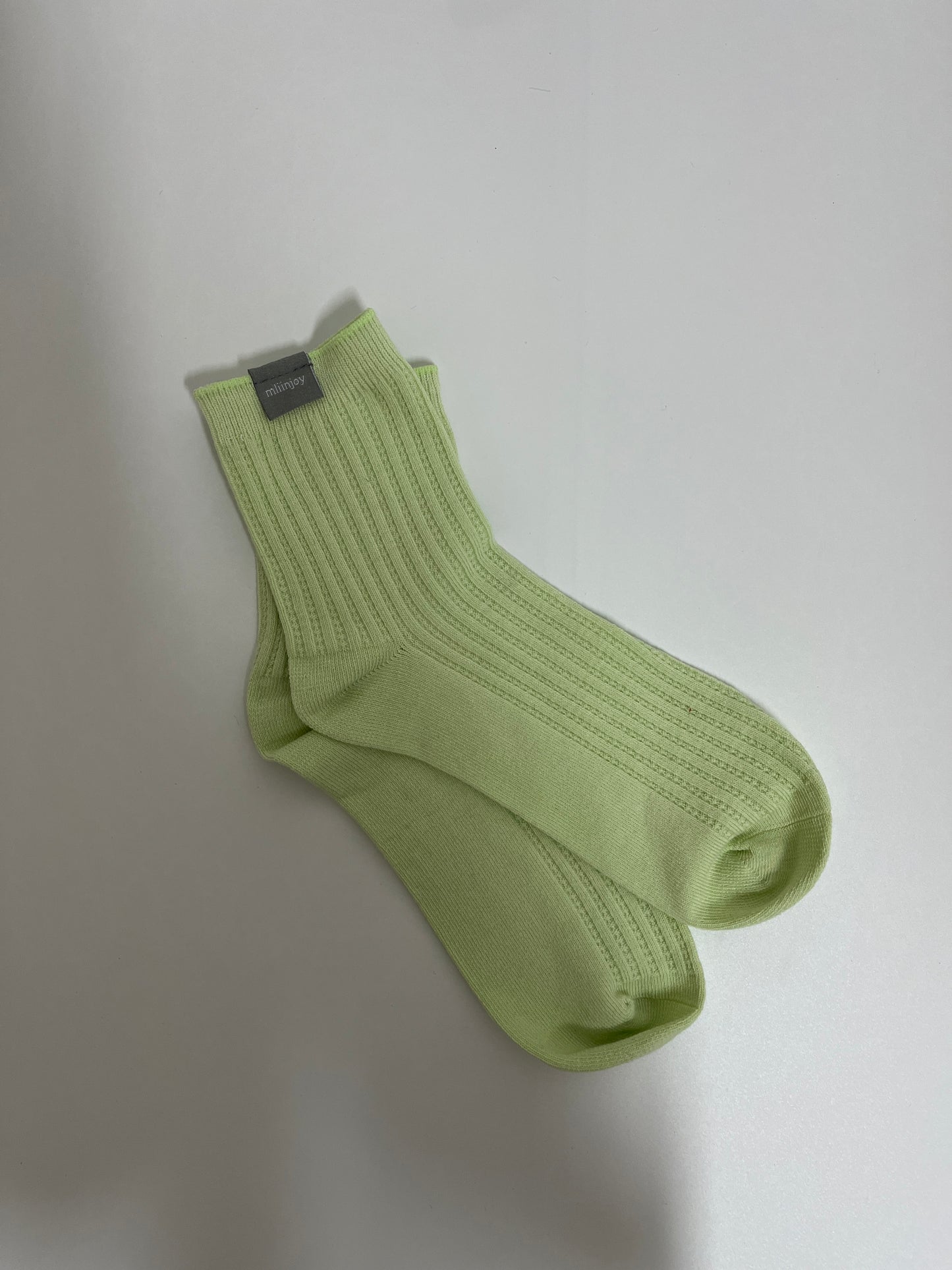 mliinjoy Kids Ribbed Cotton Socks – Soft Breathable Crew Socks for Toddlers and Little Kids (Green)