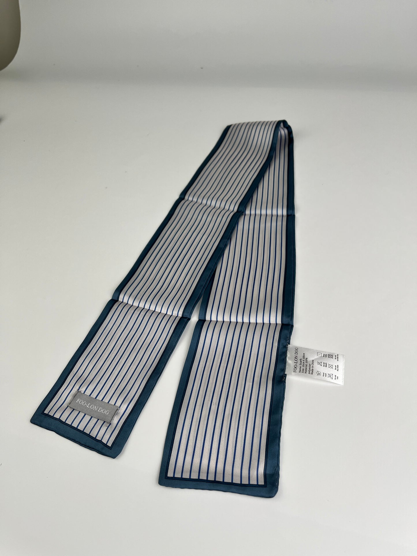 FOO-LON DOG Elegant Stripe Scarf – Lightweight Satin Neck Scarf for Women & Men