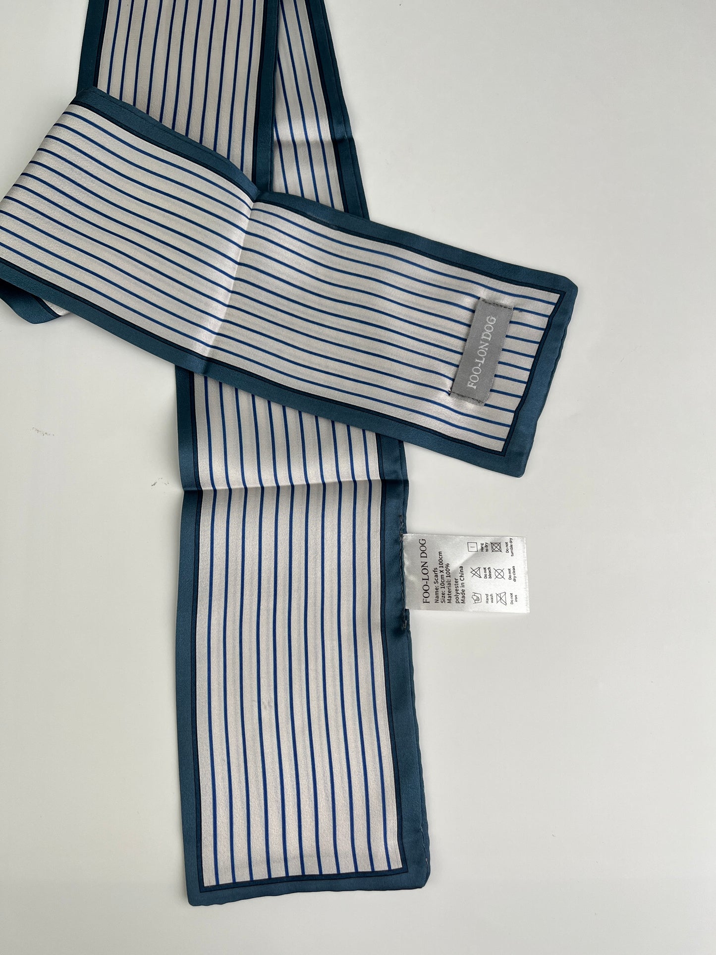 FOO-LON DOG Elegant Stripe Scarf – Lightweight Satin Neck Scarf for Women & Men