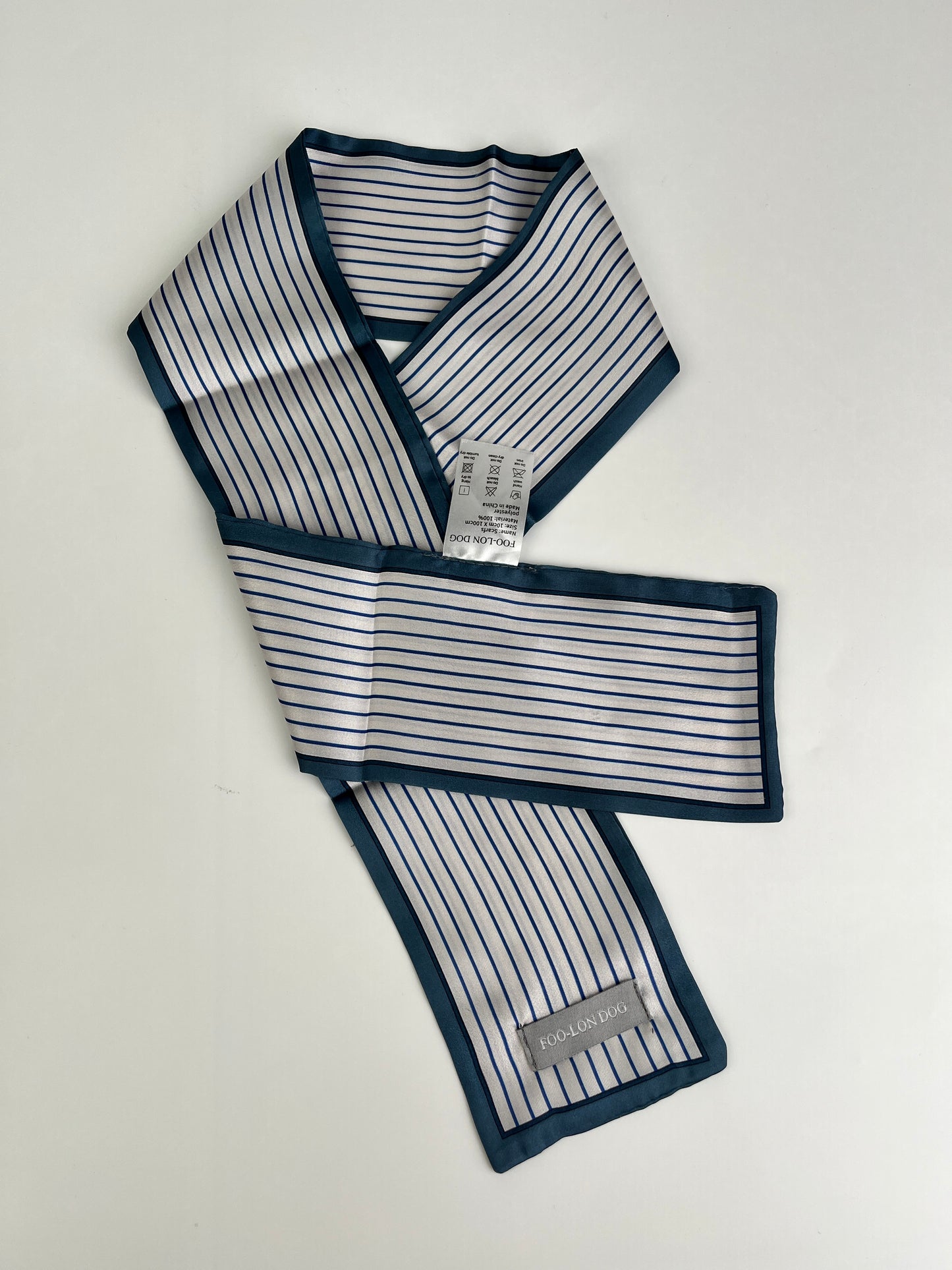 FOO-LON DOG Elegant Stripe Scarf – Lightweight Satin Neck Scarf for Women & Men